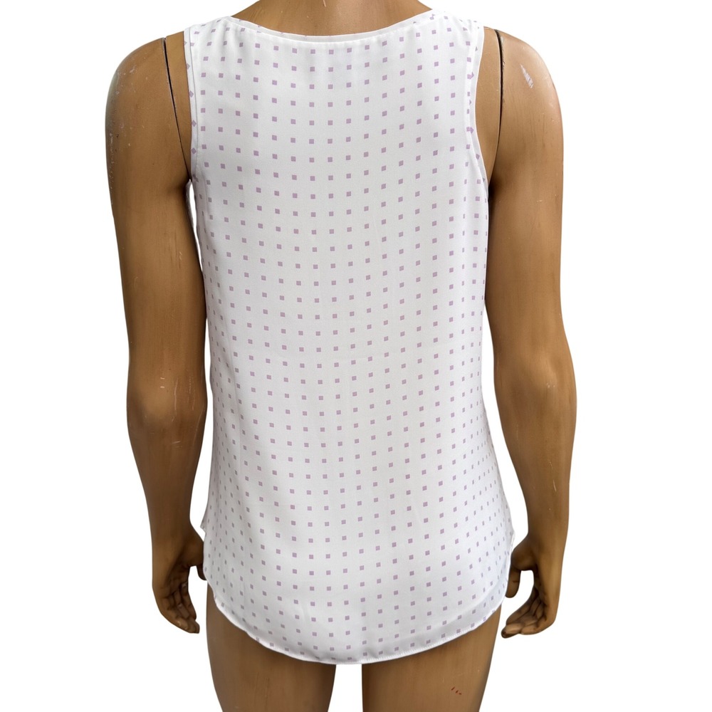 RW&CO Sleeveless Blouse Purple Geometric Dot Officecore Workwear Shell Medium - Picture 3 of 9